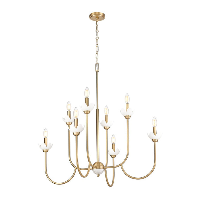 Z-Lite Allistair 8 Light Chandelier, Modern Gold/Clear Ribbed