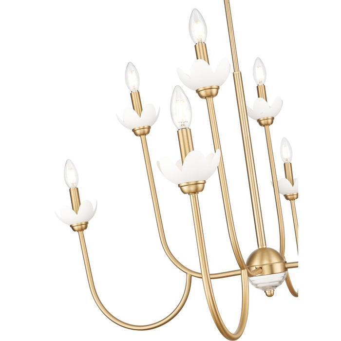 Z-Lite Allistair 8 Light Chandelier, Modern Gold/Clear Ribbed
