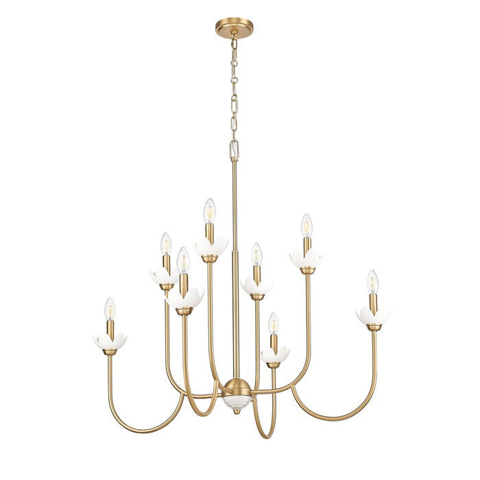 Z-Lite Allistair 8 Light Chandelier, Modern Gold/Clear Ribbed
