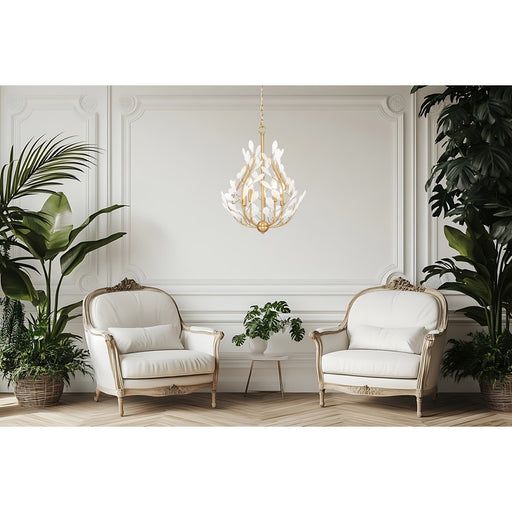Z-Lite Claudine 5 Light Chandelier, Modern Gold/Frosted