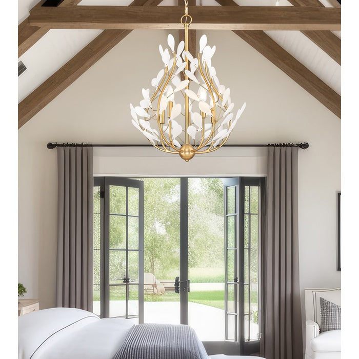 Z-Lite Claudine 5 Light Chandelier, Modern Gold/Frosted