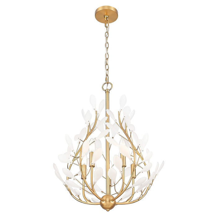 Z-Lite Claudine 5 Light Chandelier, Modern Gold/Frosted