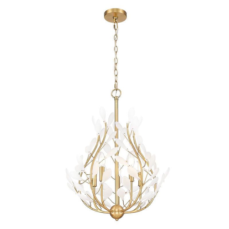 Z-Lite Claudine 5 Light Chandelier, Modern Gold/Frosted