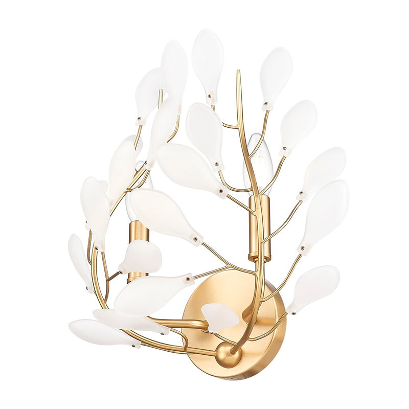 Z-Lite Claudine 2 Light Wall Sconce, Modern Gold/Frosted