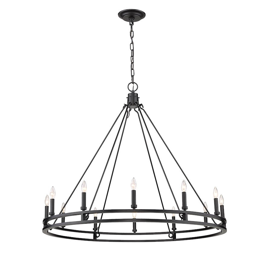 Z-Lite Dennison 12 Light Chandelier, Matte Black - 4005-12MB