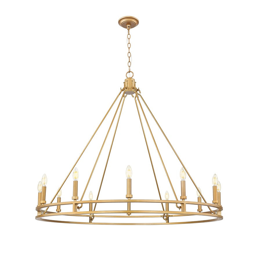 Z-Lite Dennison 12 Light Chandelier, Signature Brass - 4005-12SBR