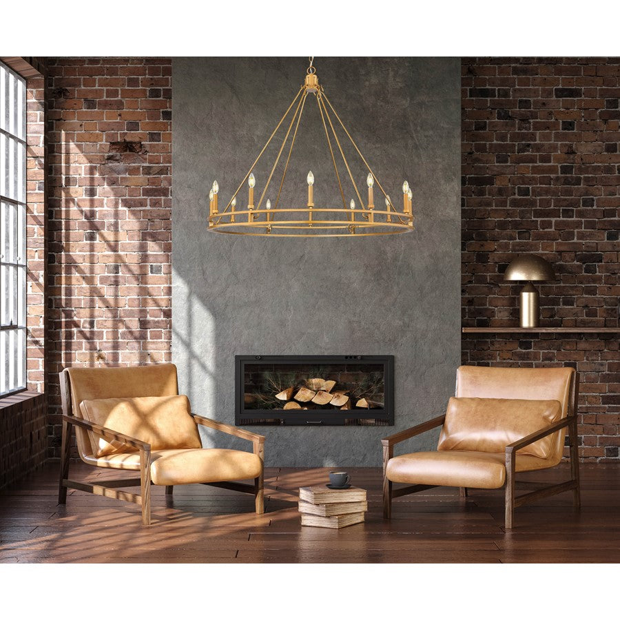 Z-Lite Dennison 12 Light Chandelier, Signature Brass