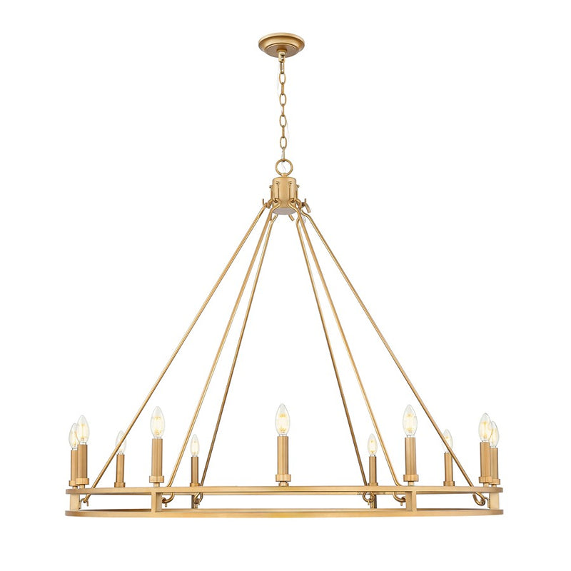 Z-Lite Dennison 12 Light Chandelier, Signature Brass