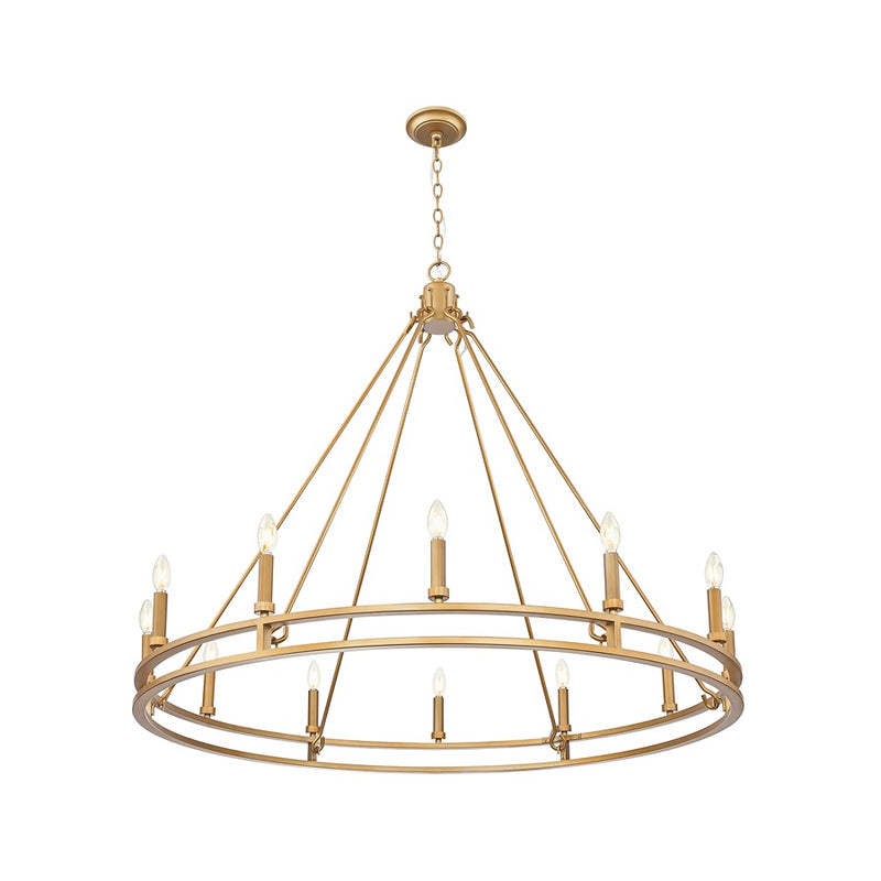 Z-Lite Dennison 12 Light Chandelier, Signature Brass