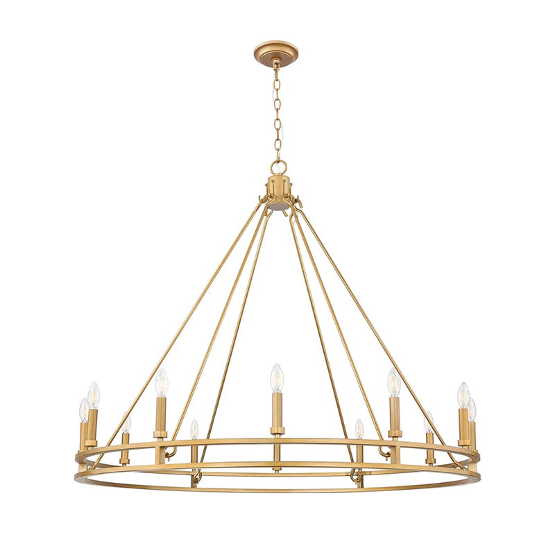 Z-Lite Dennison 12 Light Chandelier, Signature Brass