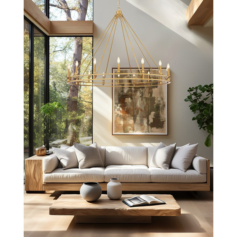 Z-Lite Dennison 16 Light Chandelier, Signature Brass