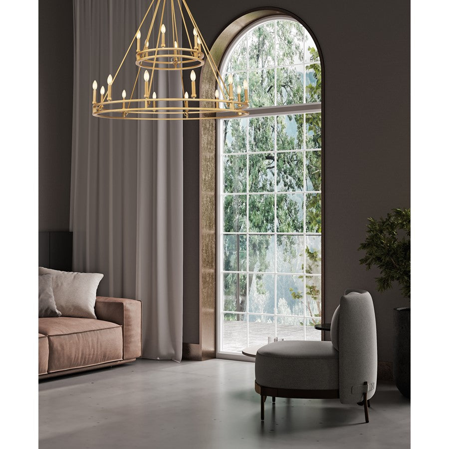 Z-Lite Dennison 18 Light Chandelier, Signature Brass