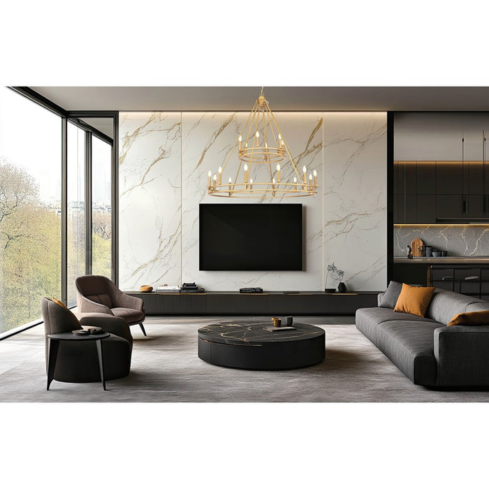 Z-Lite Dennison 18 Light Chandelier, Signature Brass