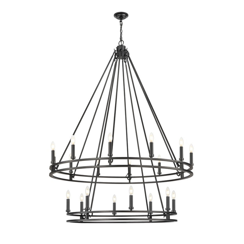 Z-Lite Dennison 20 Light 47.5" Chandelier, Matte Black/Matte Black - 4005-20MB