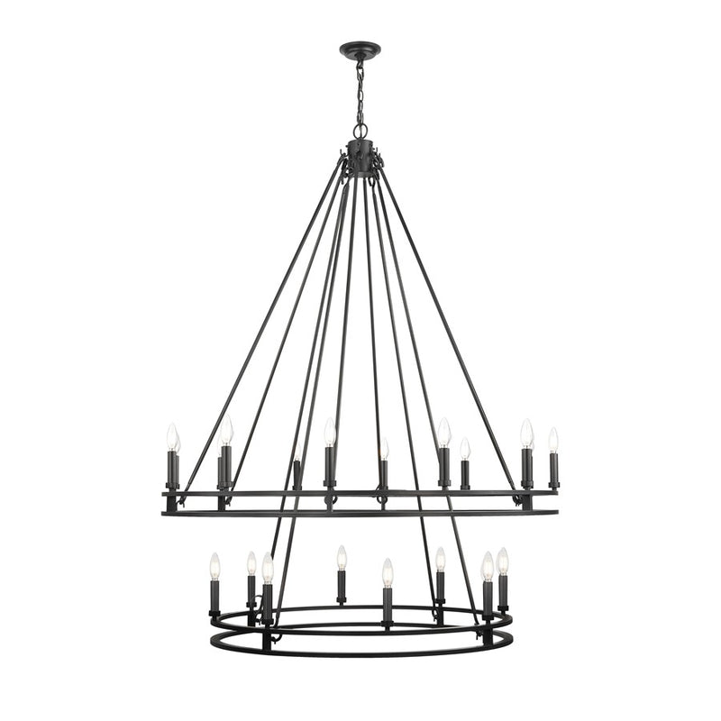Z-Lite Dennison 20 Light 47.5" Chandelier, Matte Black/Matte Black