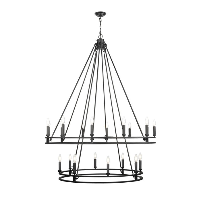 Z-Lite Dennison 20 Light 47.5" Chandelier, Matte Black/Matte Black