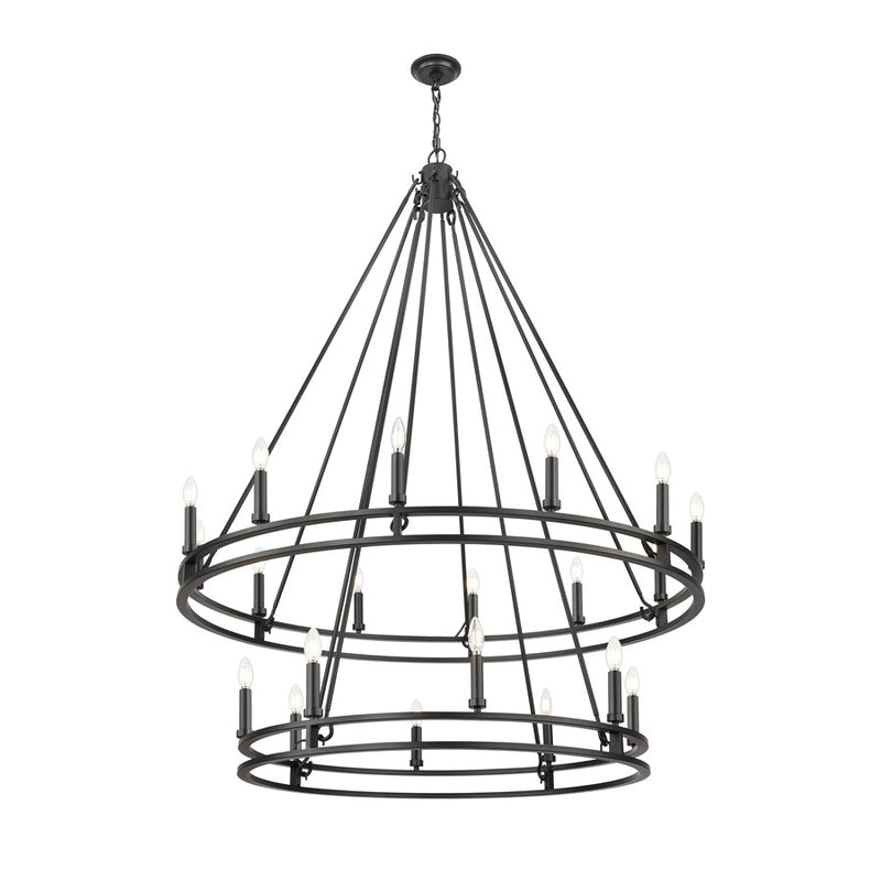 Z-Lite Dennison 20 Light 47.5" Chandelier, Matte Black/Matte Black