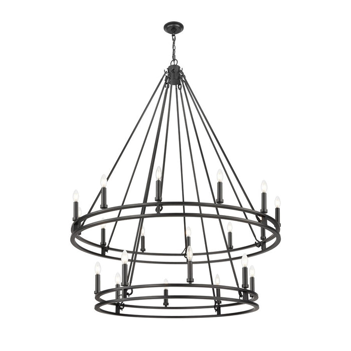 Z-Lite Dennison 20 Light 47.5" Chandelier, Matte Black/Matte Black