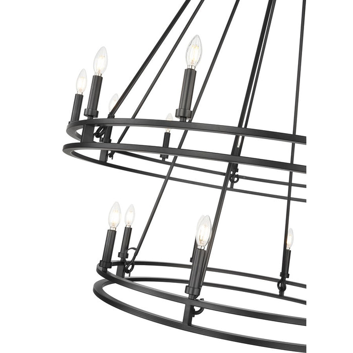 Z-Lite Dennison 20 Light 47.5" Chandelier, Matte Black/Matte Black