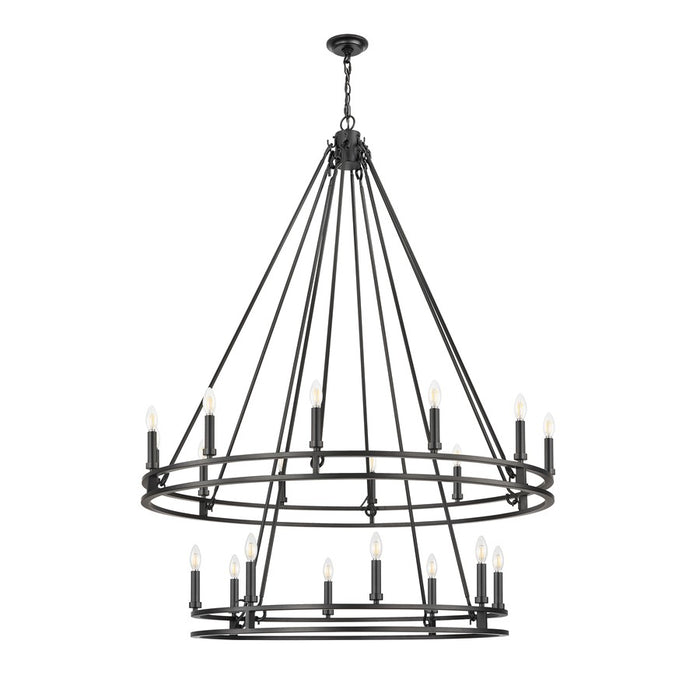 Z-Lite Dennison 20 Light 47.5" Chandelier, Matte Black/Matte Black