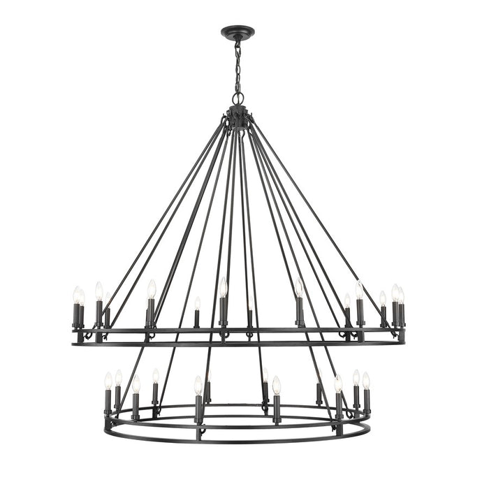 Z-Lite Dennison 28 Light 60" Chandelier, Matte Black/Matte Black
