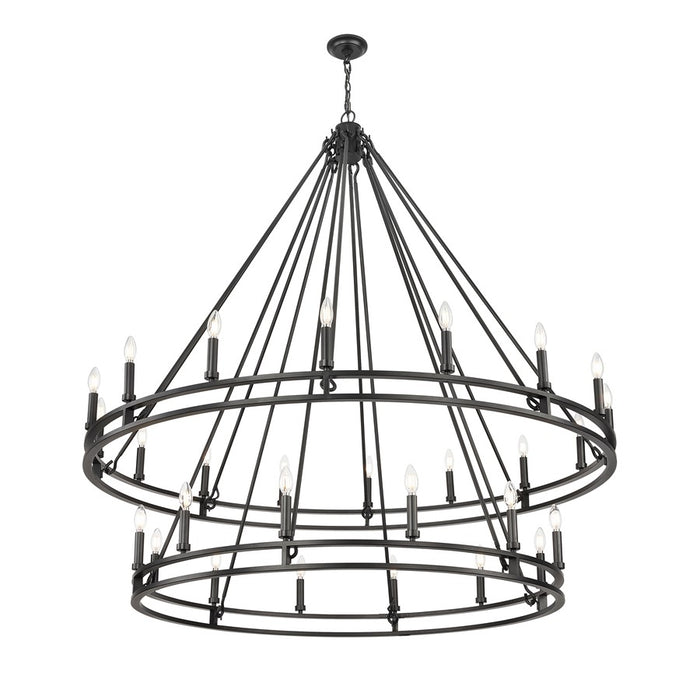 Z-Lite Dennison 28 Light 60" Chandelier, Matte Black/Matte Black