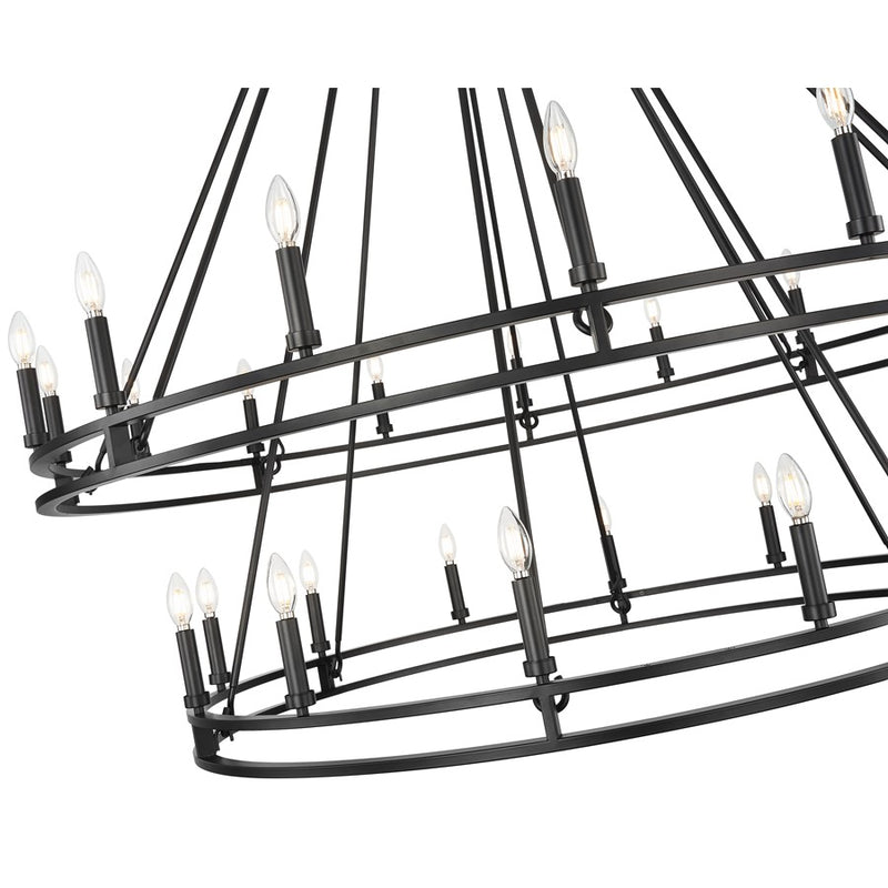 Z-Lite Dennison 28 Light 60" Chandelier, Matte Black/Matte Black