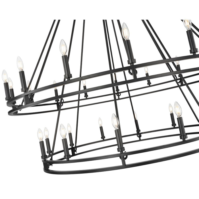 Z-Lite Dennison 28 Light 60" Chandelier, Matte Black/Matte Black