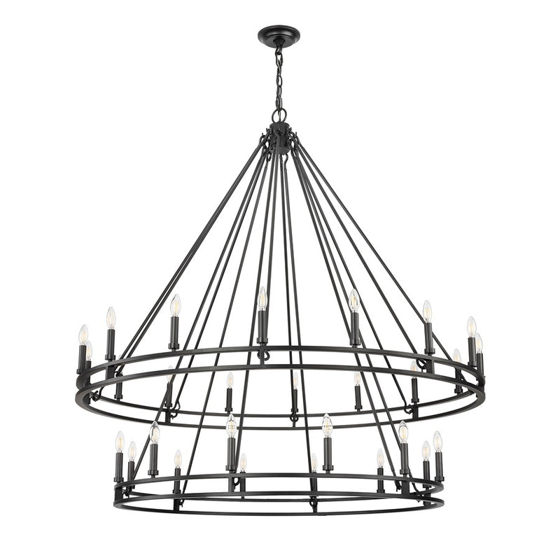 Z-Lite Dennison 28 Light 60" Chandelier, Matte Black/Matte Black