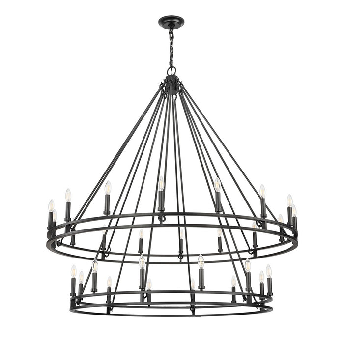 Z-Lite Dennison 28 Light 60" Chandelier, Matte Black/Matte Black