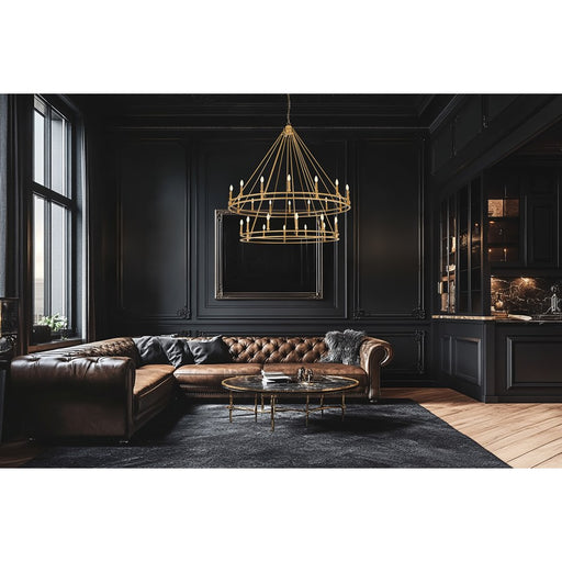 Z-Lite Dennison 28 Light Chandelier, Signature Brass