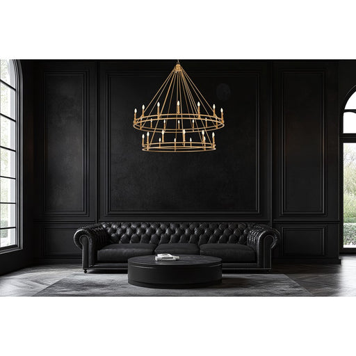 Z-Lite Dennison 28 Light Chandelier, Signature Brass