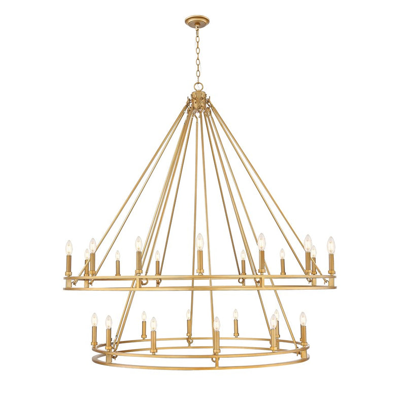 Z-Lite Dennison 28 Light Chandelier, Signature Brass