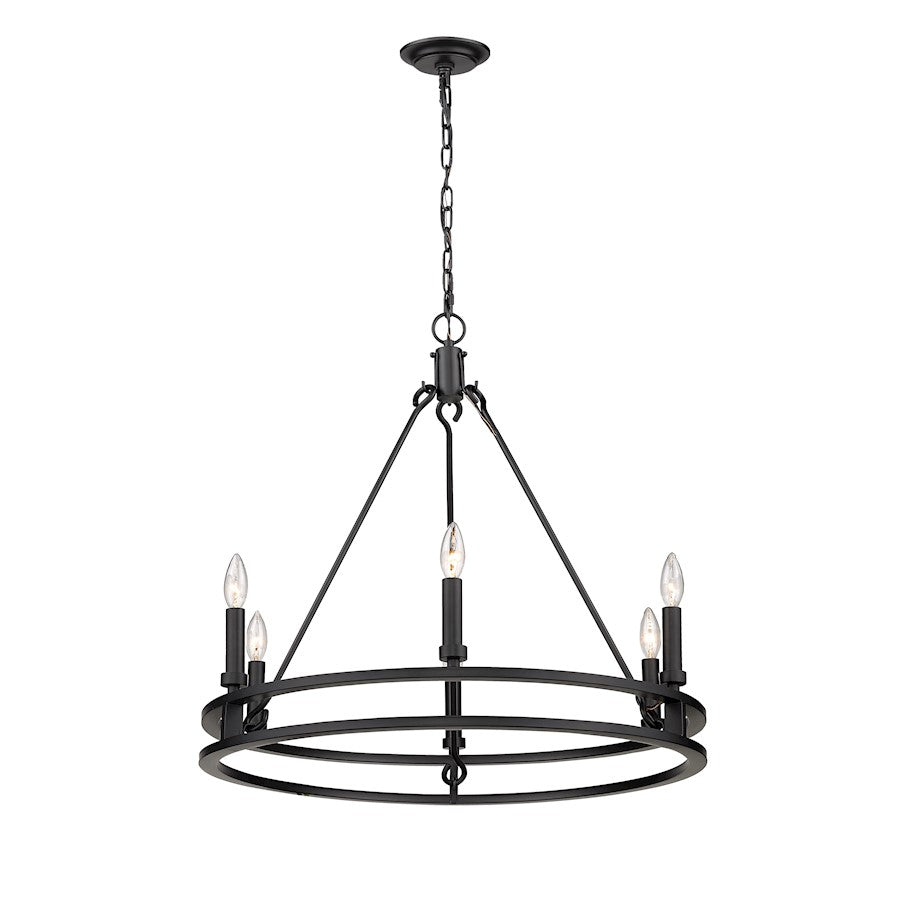 Z-Lite Dennison 6 Light Chandelier, Matte Black - 4005-6MB