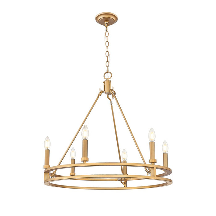 Z-Lite Dennison 6 Light Chandelier, Signature Brass - 4005-6SBR