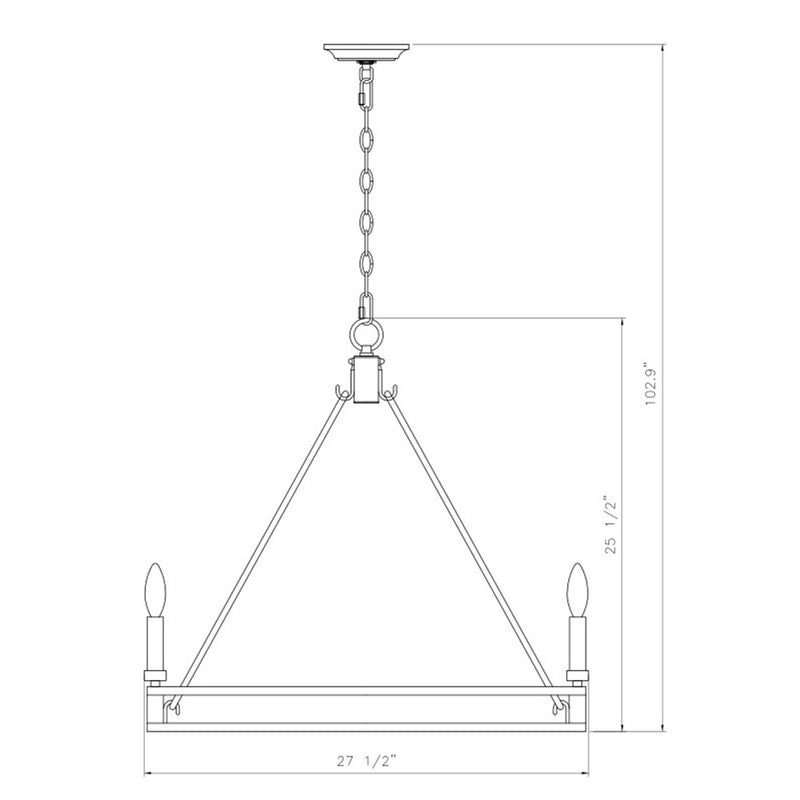 Z-Lite Dennison 6 Light Chandelier, Signature Brass