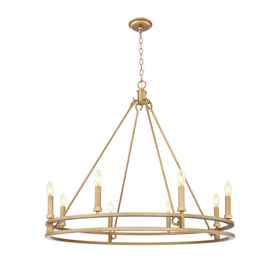 Z-Lite Dennison 8 Light Chandelier, Signature Brass - 4005-8SBR