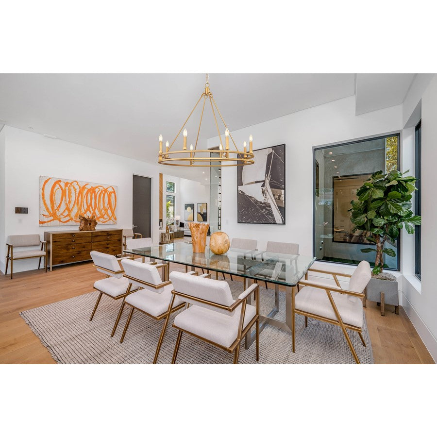 Z-Lite Dennison 8 Light Chandelier, Signature Brass