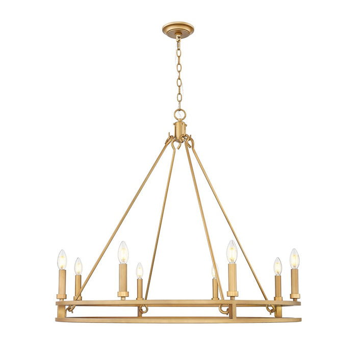 Z-Lite Dennison 8 Light Chandelier, Signature Brass