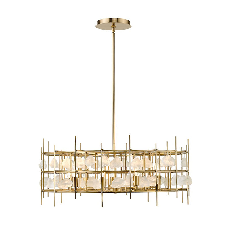 Z-Lite Garroway 9 Light 14" Chandelier, Aged Brass/Aged Brass