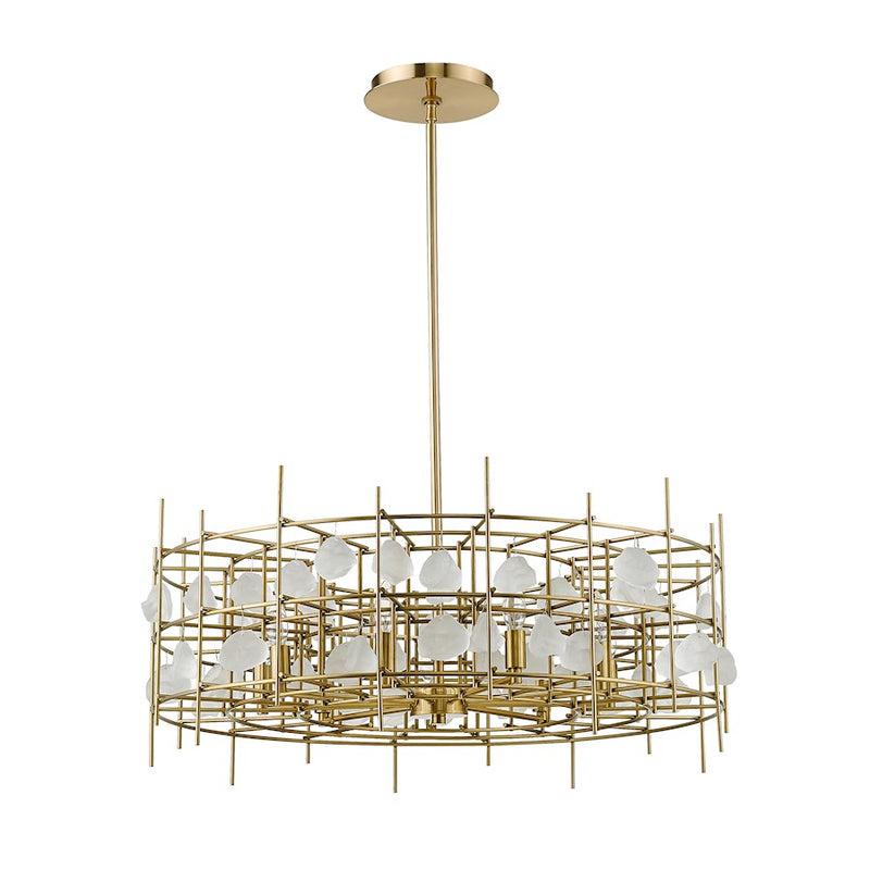 Z-Lite Garroway 9 Light 14" Chandelier, Aged Brass/Aged Brass
