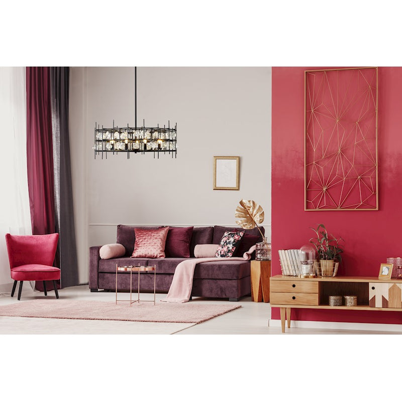 Z-Lite Garroway 9 Light 14" Chandelier, Matte Black/Matte Black