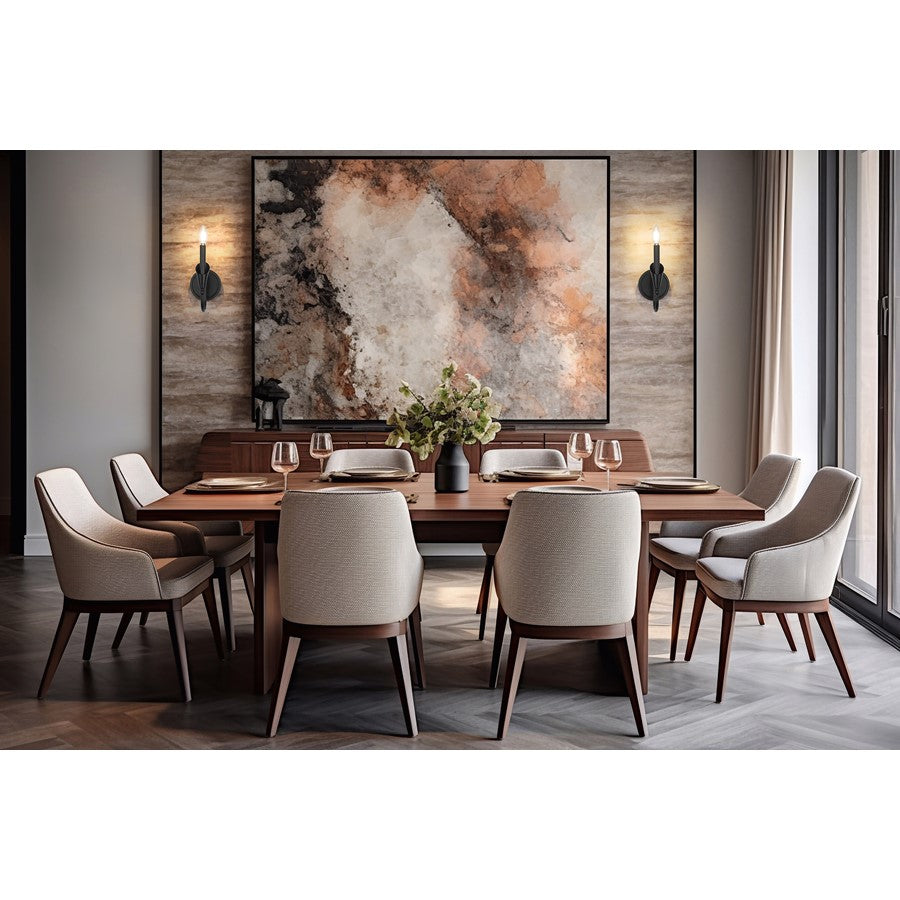 Z-Lite Claudelle 1 Light Curve Wall Sconce, Matte Black/White