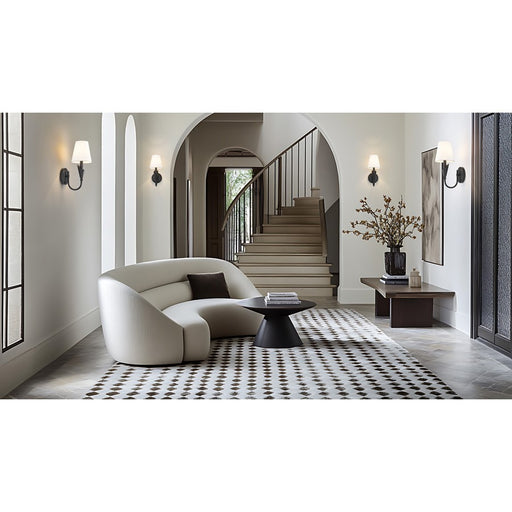 Z-Lite Claudelle 1 Light Curve Wall Sconce, Matte Black/White