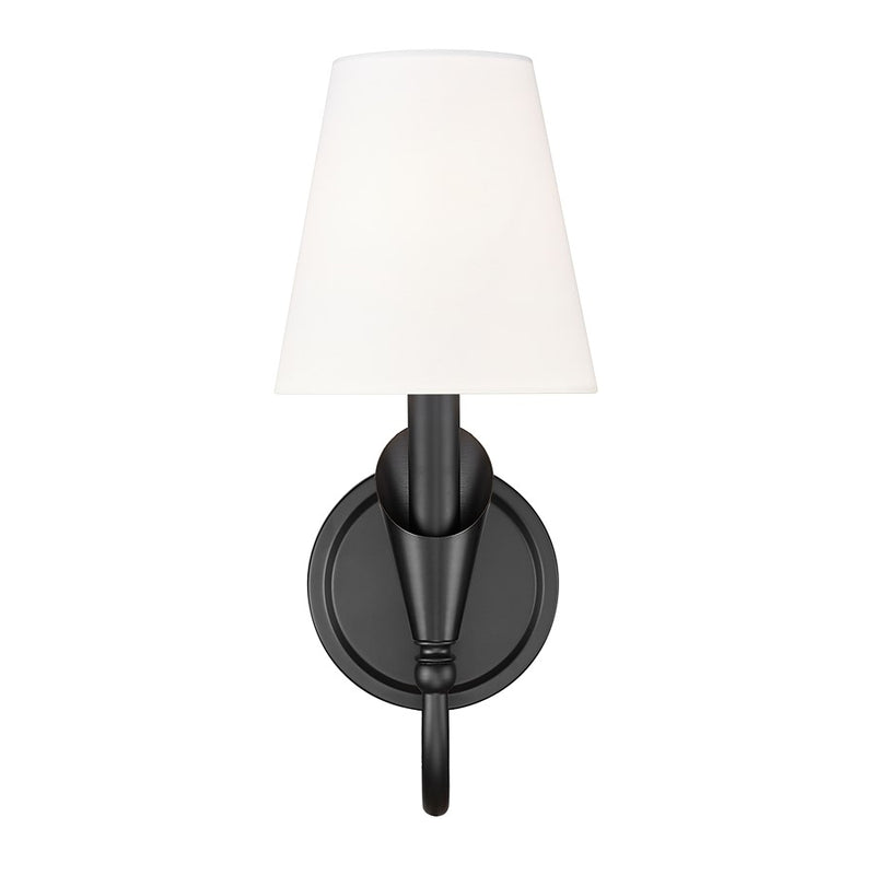Z-Lite Claudelle 1 Light Curve Wall Sconce, Matte Black/White