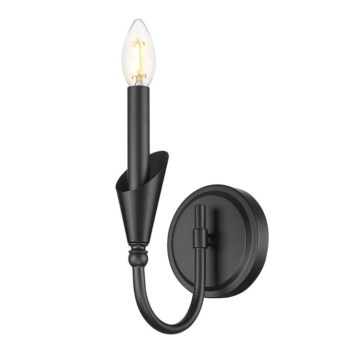 Z-Lite Claudelle 1 Light Curve Wall Sconce, Matte Black/White