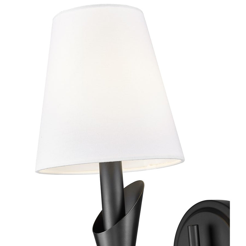 Z-Lite Claudelle 1 Light Curve Wall Sconce, Matte Black/White
