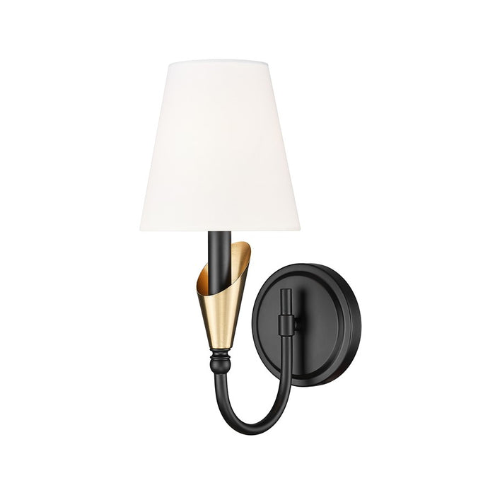 Z-Lite Claudelle 1Lt Curve Wall Sconce, Black/Gold/White - 4014-1S-MB-MGLD