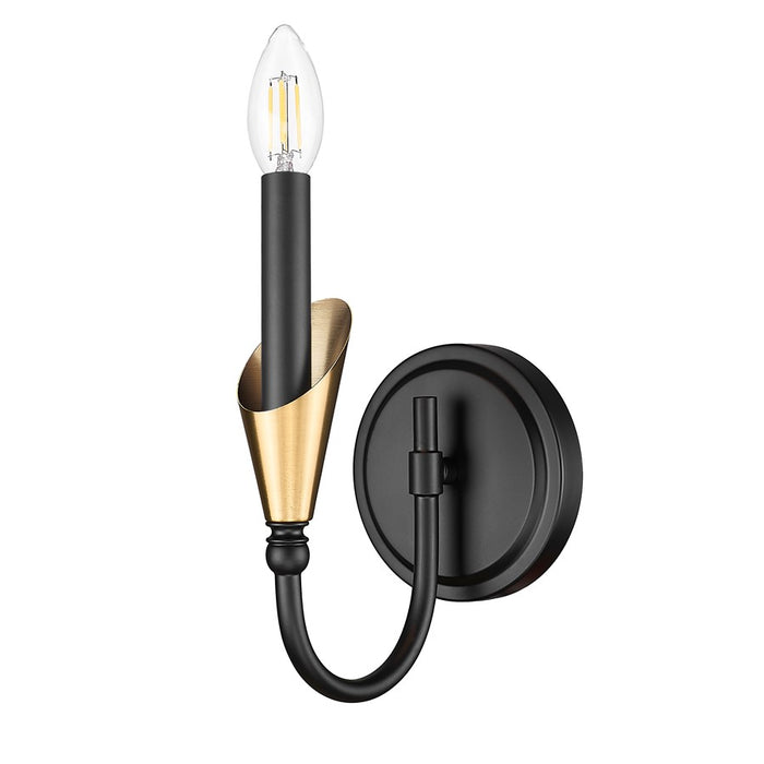 Z-Lite Claudelle 1Lt Curve Wall Sconce, Black/Gold/White