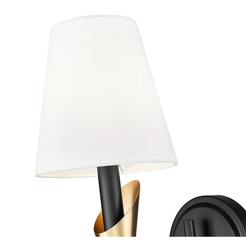 Z-Lite Claudelle 1Lt Curve Wall Sconce, Black/Gold/White